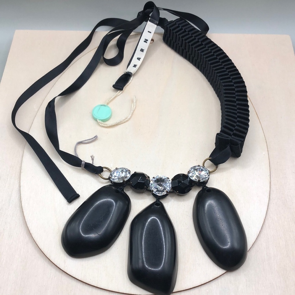 Marni ribbon tie statement necklace art to wear modernist, NWOT
